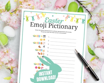 Easter Emoji Pictionary Game, Fun Easter Emoji Game for Kids, Teens, Adults & Seniors, Easter Egg Hunt Activity, Easter Party Game