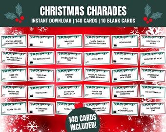 Jeu de charades de Noël : 140 cartes de vœux (PDF imprimable)