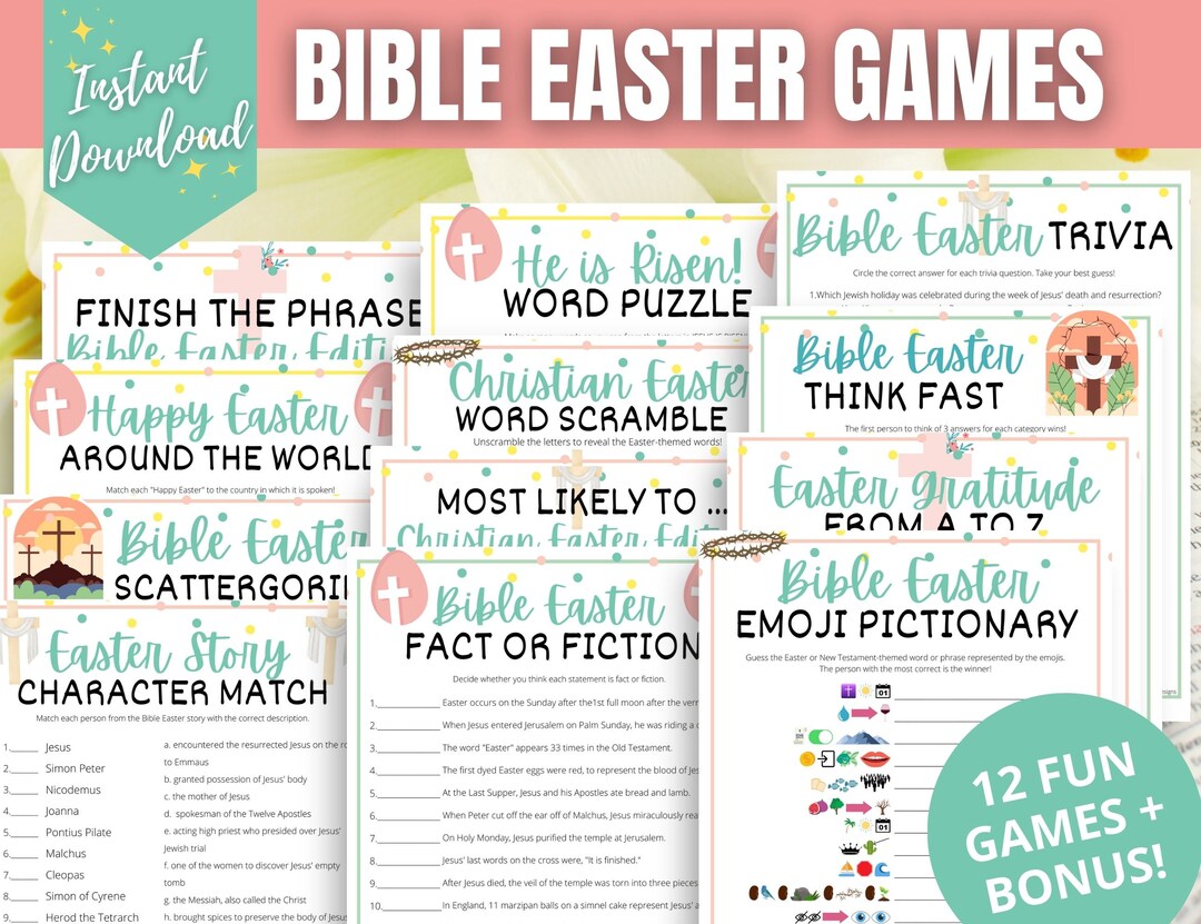 Bible Easter 12game MEGA BUNDLE, Christian Easter Games for Kids