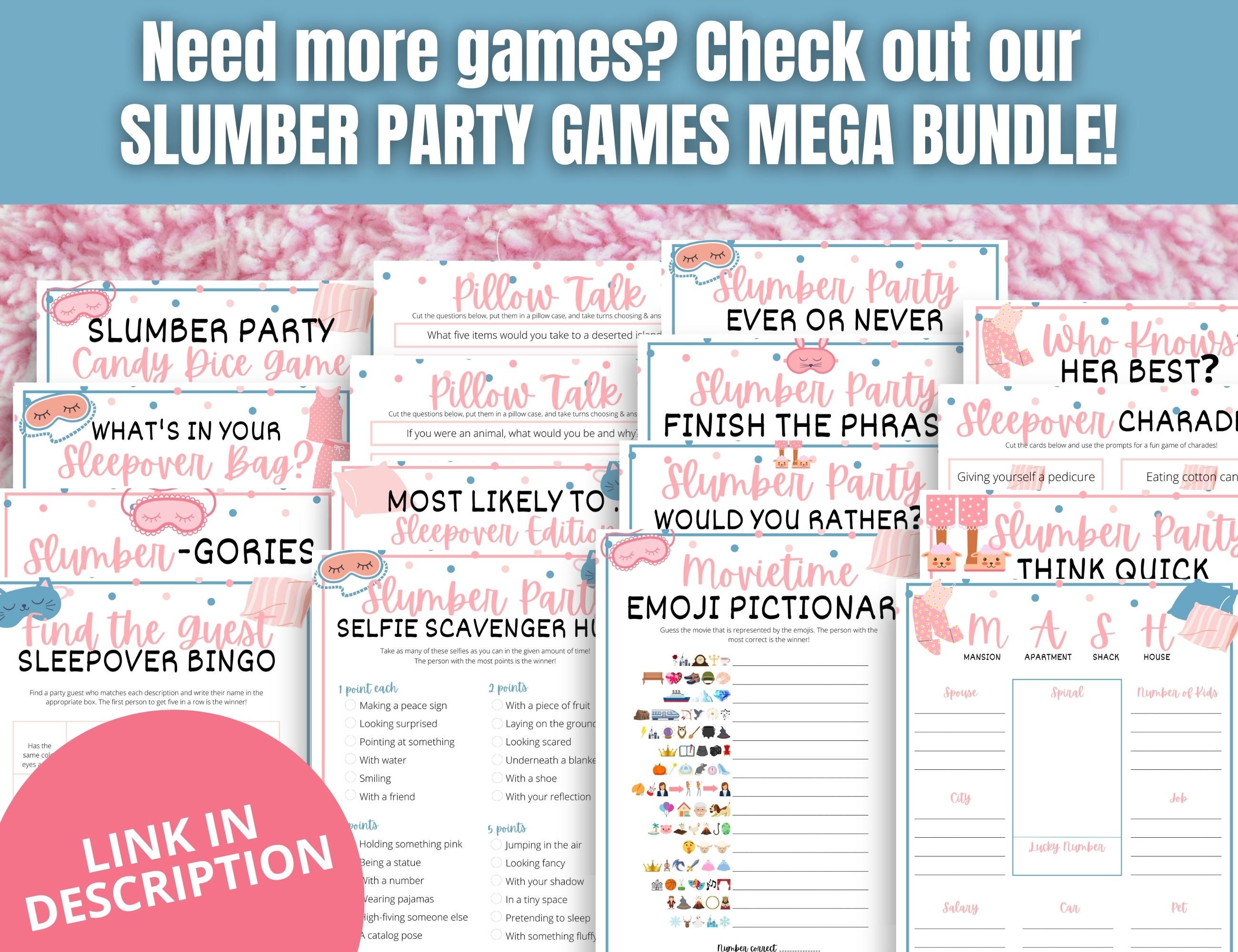 Slumber Party Selfie Scavenger Hunt Game Fun Sleepover Game Etsy