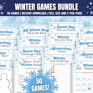 Winter Games MEGA BUNDLE, Winter Party Games, Office Games, Winter Classroom Party Games, Family Winter Games, Winter Class Party Games