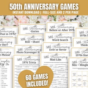 50th Anniversary Party Games MEGA Bundle: 60 Printable Games (Digital Download)