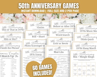 50th Anniversary Party Games MEGA Bundle: 60 Printable Games (Digital Download)