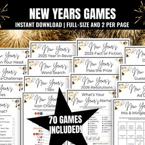 New Year's Games MEGA Bundle: 70 Printable Party Games, Activities and Icebreakers (PDF)