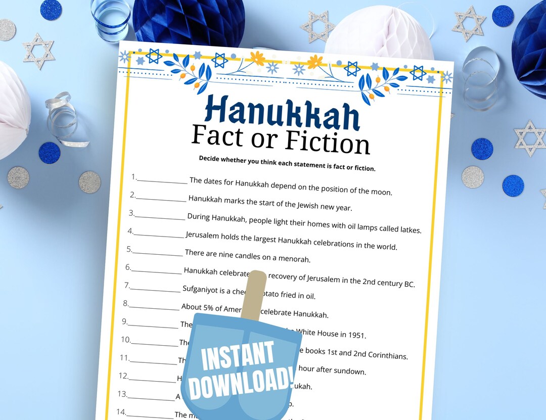 Hanukkah Fact or Fiction Game, Fun Hanukkah Trivia Questions for Teens ...