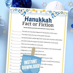 Gra „Fakty czy fikcja” o Chanuce: Zabawny quiz (do wydrukowania w domu)
