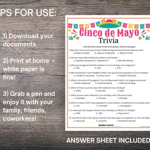 Cinco De Mayo Trivia Game, Cinco De Mayo Trivia Questions & Answers ...