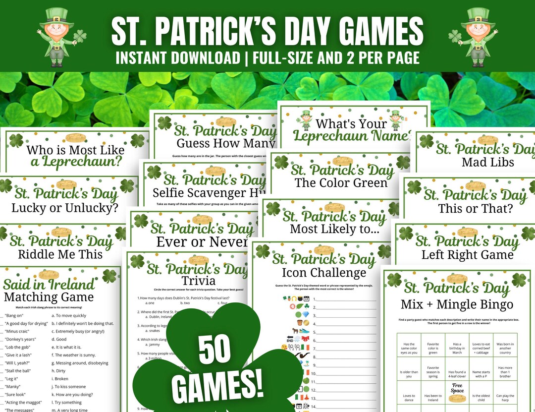St. Patrick's Day Games MEGA Bundle: 50 Fun Party Activities and ...