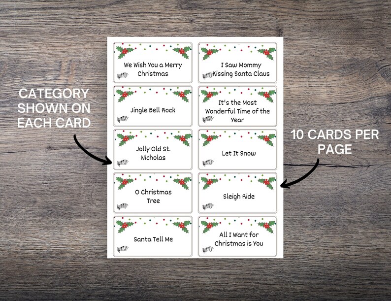 Christmas Charades Game Set Printable Holiday Charades Cards Etsy