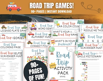 MEGA-bundel roadtripactiviteiten: meer dan 100 pagina&#39;s familiereisgames (afdrukbare pdf-download)