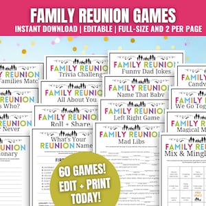 Family Reunion Games MEGA BUNDLE, Family Reunion Activities, Family Reunion Icebreakers, Editable Family Reunion Trivia Games, Family Games