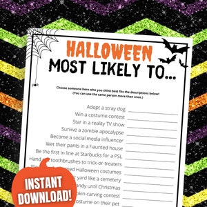 Halloween Most Likely To Game for Teen Halloween Party, Adult Halloween Party, Office Party, School Halloween, Halloween Game Night Idea