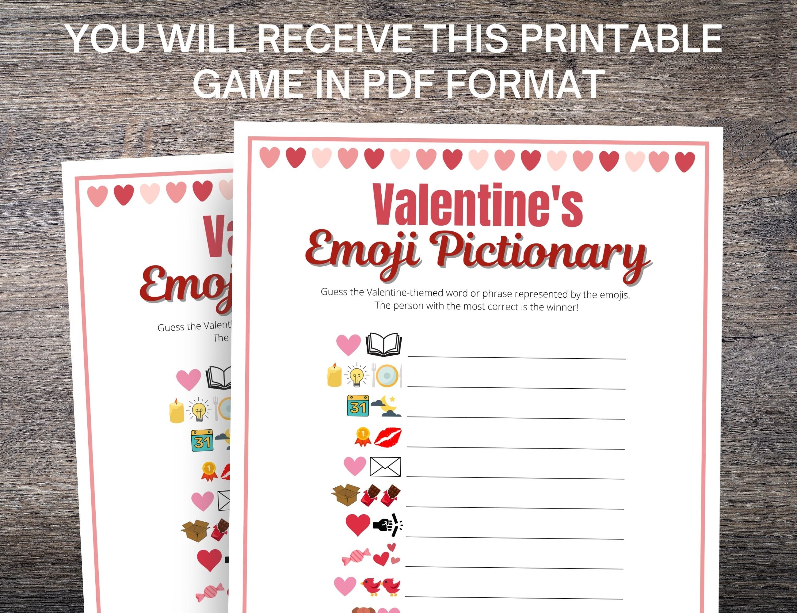 Valentines Emoji Pictionary Game Valentines Party Game for Etsy