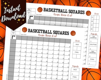 Basketball Squares Game for 2024 Basketball Tournament, Fun March Basketball Squares, Basketball Madness Month, Basketball Fundraiser Game