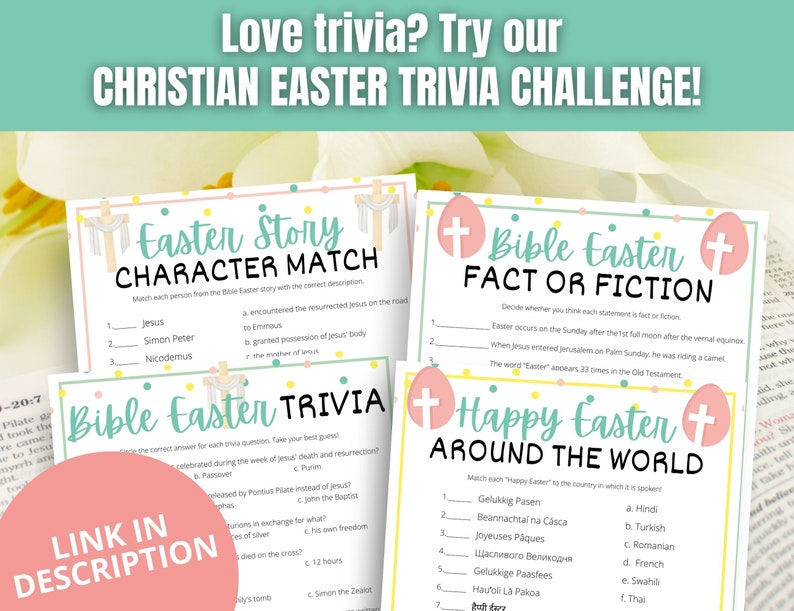 Bible Easter Trivia Game Fun Religious Easter Quiz for Youth - Etsy