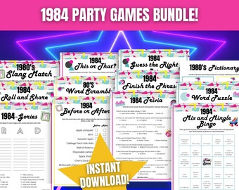 1984 Games BUNDLE for 40th Birthday Party, 40th Anniversary, 40th Class Reunion, Fun 1980s Party Games, Born in 1984 Games, 80s Party Idea