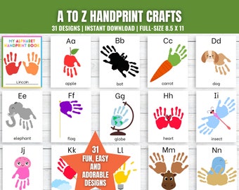 Alphabet Handprint Art Craft: A-Z Printable Book (Digital Download)