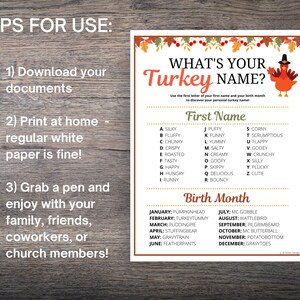 Thanksgiving Turkey Name Game: Funny Printable for Families (digital ...