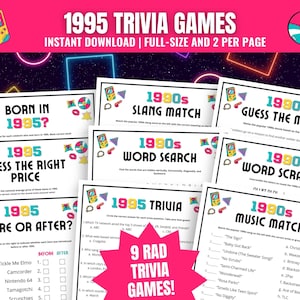 1995 Trivia Games BUNDLE, 30th Birthday Born in 1995 Games, 30th Anniversary Games, 30th Class Reunion Games, Fun 90s Trivia, 1995 Quiz Game