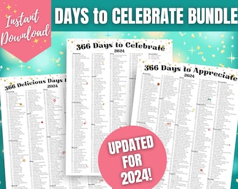 366 dagen om te vieren BUNDEL, Nationale Fun Days-kalender 2024, Social Media-ideeën, Themadagen 2024, Contentkalender 2024, Waarderingsdagen