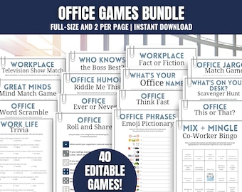 Office Party 40-Game MEGA BUNDLE, Work Party Games for Team Building, Staff Appreciation, Happy Hour Ideas, Co-Workers Get to Know You Games