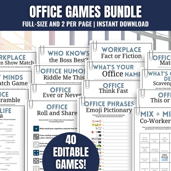 Office Party Games MEGA Bundle: 40 Team Building Games, Activities and Icebreakers (Digital Download)