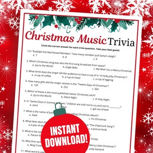 Christmas Music Trivia Game: Fun Holiday Party Activity (Printable PDF)