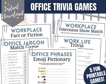 Office Trivia Game Bundle, Office Emoji Pictionary, Fun Work Party Trivia for Team-Building, Icebreaker Games, Staff Appreciation Activities