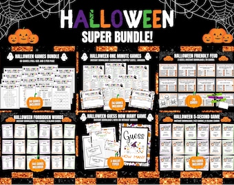 Superbundel Halloween-spellen, gezelschapsspellen voor kinderen en volwassenen (digitale download)