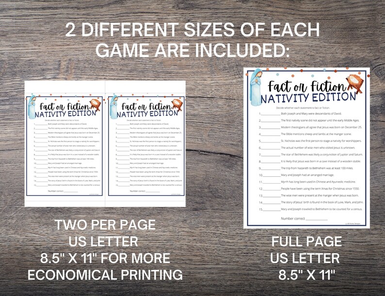 Bible Christmas Trivia Nativity Fact or Fiction Game Etsy