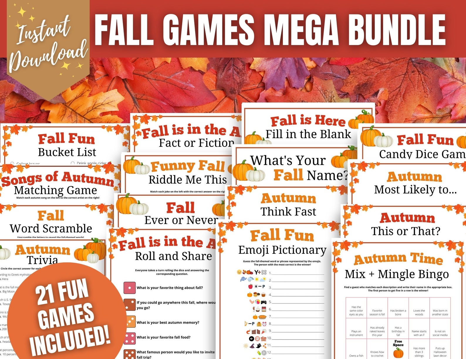 Fall Activities/Games Bundle for Kids