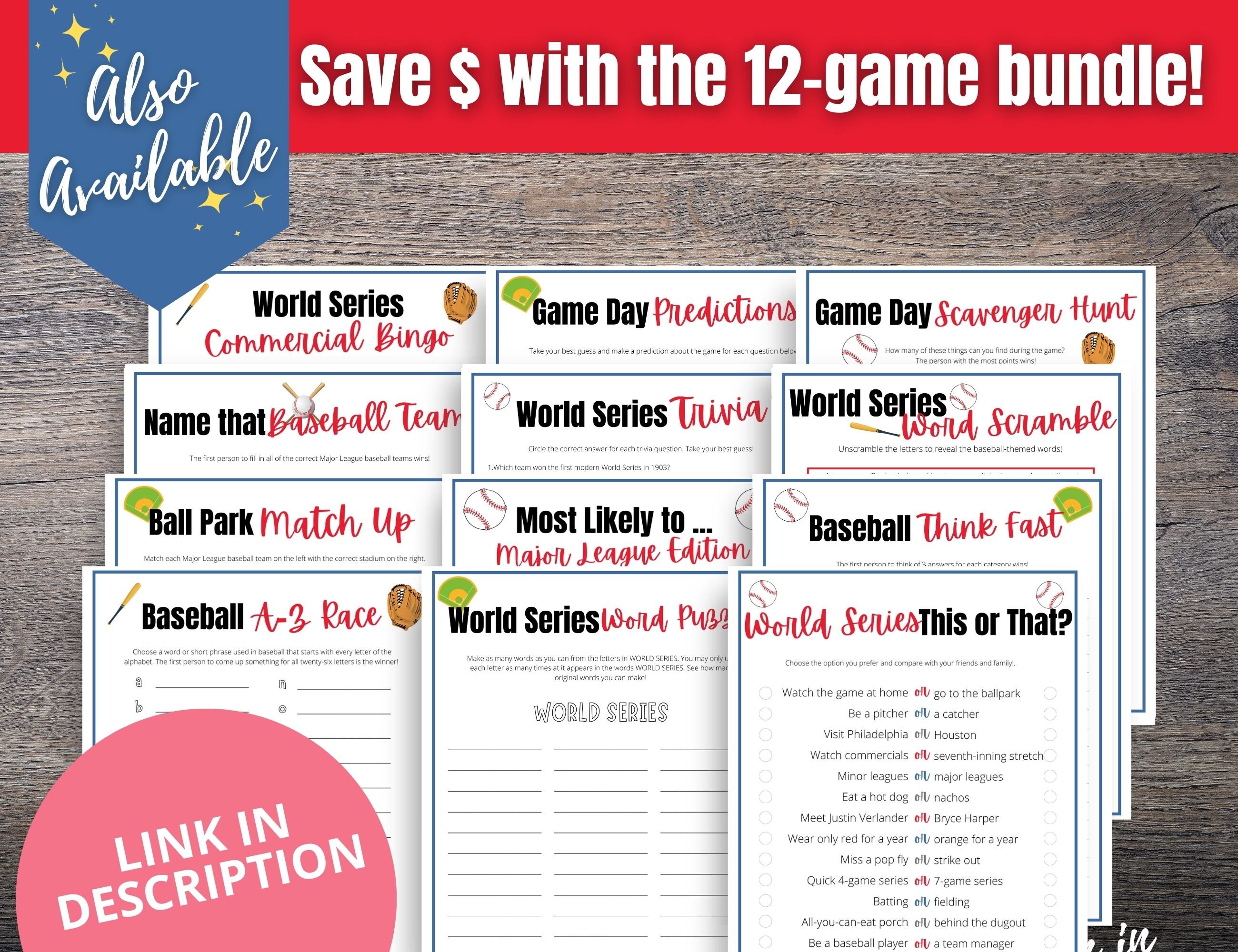 Baseball Ballpark Match up Trivia Game Printable Baseball 