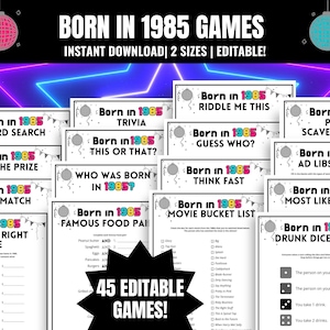 40th Birthday Games MEGA Bundle: Born in 1985 Trivia and Party Activities (Digital Download)