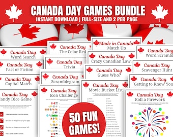 Pacchetto MEGA di giochi per la Festa del Canada: 50 attività per feste patriottiche (download digitale)