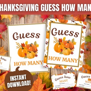 Thanksgiving Guess How Many Game, Guess How Many Candies, Fun Thanksgiving Game, Thanksgiving Dinner Idea, Fun Thanksgiving Guessing Game