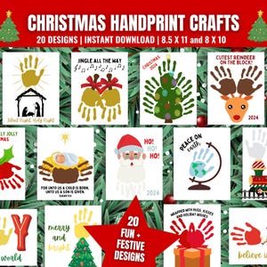 Manualidades navideñas con huellas de manos, plantillas navideñas para manualidades con huellas de manos, regalos navideños con huellas de manos, ideas de regalos navideños imprimibles para niños