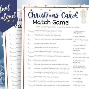 Christmas Carol Match Game, Christelijk Kerstspel, Kerk Kerstfeest Idee, Bijbel Kerst Trivia Spel Afdrukbaar, Jeugd Groepsspel