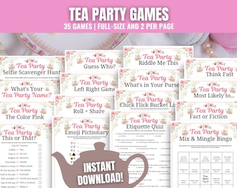 Tea Party Games MEGA Bundle, 35 Tea Party Printable Games, Tea Party Game Ideas, Tea Party Activities Adults, Teens, Kids, Tea Party Trivia