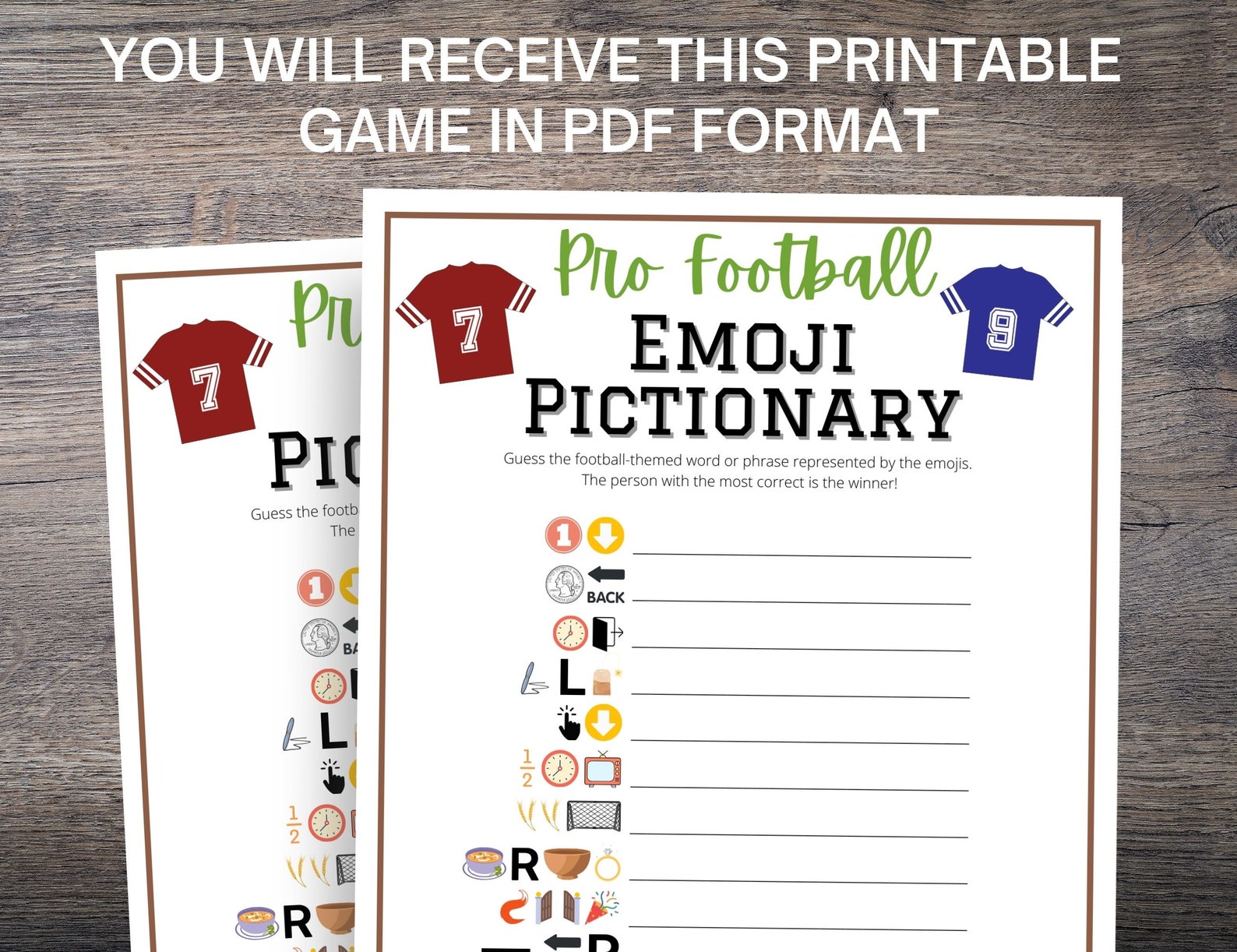Super Football Emoji Pictionary Game 2023 Super Bowl Party Etsy