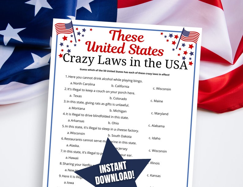 American States Trivia Game: Patriotic 4th of July Quiz (digital ...