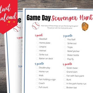 Baseball Scavenger Hunt Party Game, Baseball Game Watch Party, World Series Watch Party, Fun Baseball Theme Party Idea, PRINT AT HOME