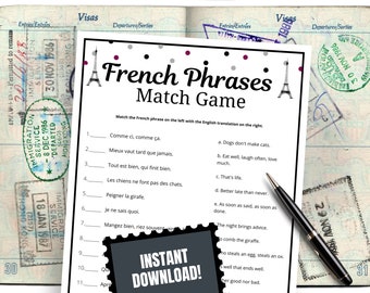 Paris Party French Phrases Match Game, Teen Girl Birthday Party, Tween Birthday, Parisian Party Ideas, French Girl Party, French Class Game