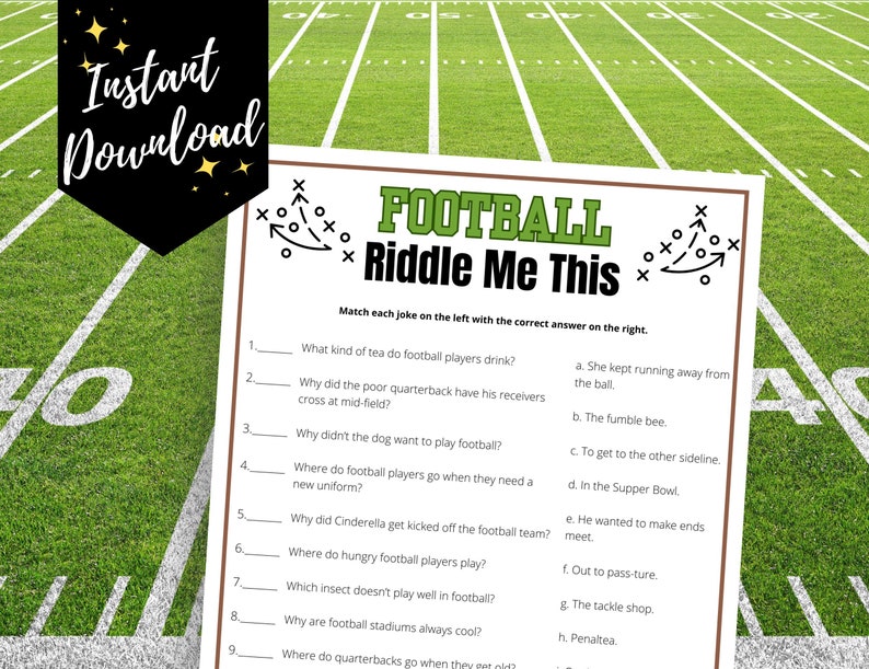 Yellow Football Riddle Text Funny Football Riddle Game: Party Jokes (PDF Download) - Etsy