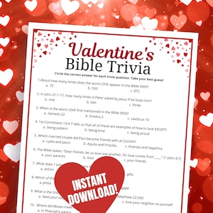 Valentine’s Bible Trivia Game, Valentine's Day Christian Trivia, Valentine's Sunday School Activity, Youth Group Game, Valentine's Day Quiz