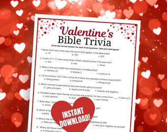 Gioco a quiz sulla Bibbia di San Valentino: attività per la scuola domenicale cristiana (download digitale)