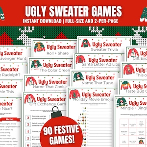 Ugly Sweater Party Games MEGA BUNDLE, Ugly Sweater Games for Teens & Adults, Ugly Christmas Sweater Party, Holiday Office Party Games, Christmas Sweater Party, Ugly Sweater Activities, Ugly Sweater Ideas