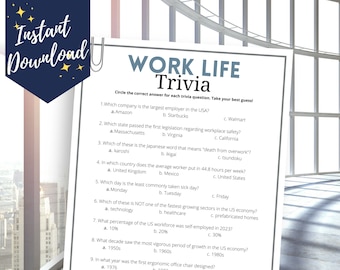 Work Trivia Game, Fun Office Party Idea for Team Building, Staff Appreciation, Breakroom Trivia Game, Staff Party Games, Printable Work Game