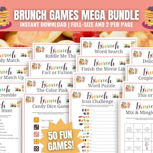 Brunch Games MEGA BUNDLE, 50 Brunch Activities, Sunday Brunch Games, Ladies Brunch Ideas, Brunch Party, Brunch Trivia, Brunch Icebreakers