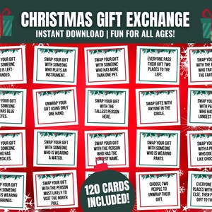 Échange de cadeaux avec éléphant blanc, Échange de cartes-cadeaux de Noël, Idée d'échange de cadeaux des fêtes, Jeu de Noël en groupe, Jeu d'échange de cadeaux