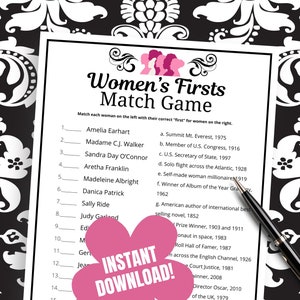 Women&#39;s History Month Game: Women&#39;s Firsts Trivia (PDF Download)